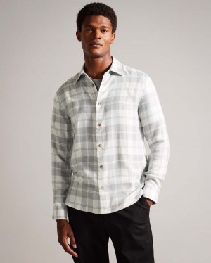 Ted Baker ABACUS LS Check Flannel Shirt Granatowe | 93UIWMEZO