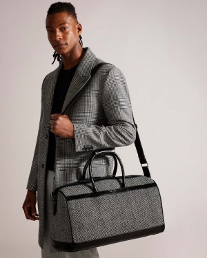 Ted Baker ANDERSN Herringbone Duffle Bag Czarne | 68CVIWQJX