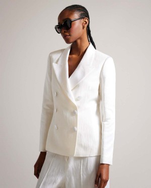 Ted Baker ASTAA Satin Contrast Tuxedo Jacket Kremowe | 64JQMNCBV