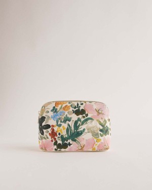 Ted Baker BECCAAS Floral Printed Small Washbag Kremowe | 19WQHVGCJ