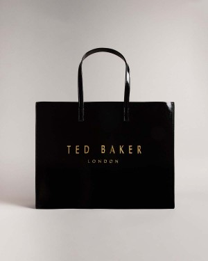 Ted Baker CRIKON Szerokie Crinkle Texture Icon Tote Bag Czarne | 49NVCAMOP