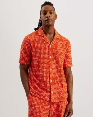 Ted Baker ENDULA SS Relaxed Towelling Shirt Brt-orange | 32TFSIAOE