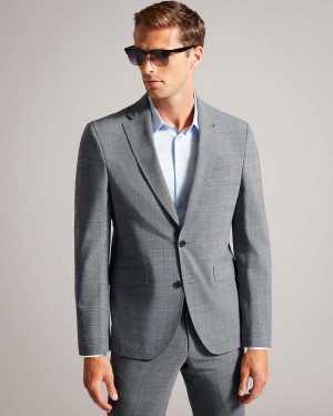 Ted Baker EXTONJ Pow Check Suit Jacket Szare | 38BHGFQTY