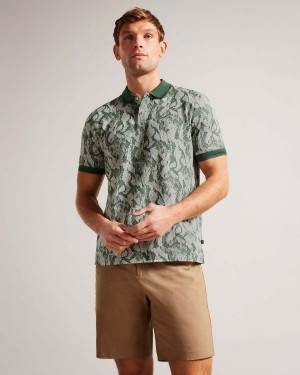 Ted Baker PLASTA SS Regular Fit Floral Polo Stone | 25POKIGAU