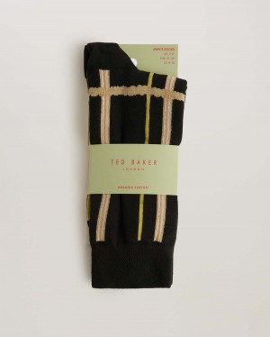 Ted Baker SOKKATE Check Sock Czarne | 93RBQOJXY