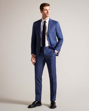 Ted Baker UPSALAT Navy Mix Suit Trousers Granatowe | 35LRJAHCM