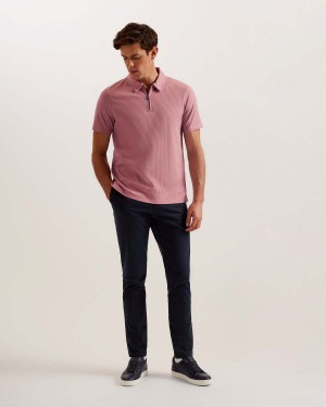 Ted Baker ZARKES SS Regular Zip Polo Mid-pink | 89TYKWAZF