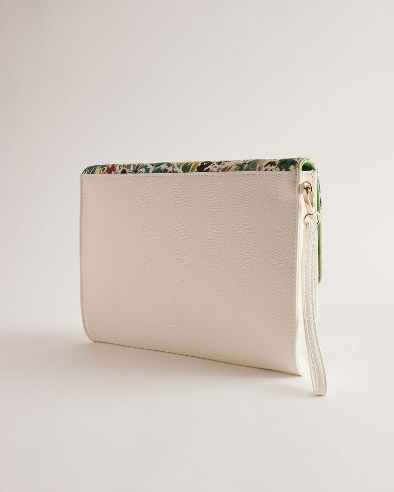 Ted Baker ABBBI Floral Printed Envelope Clutch Kremowe | 70BLTPSRH