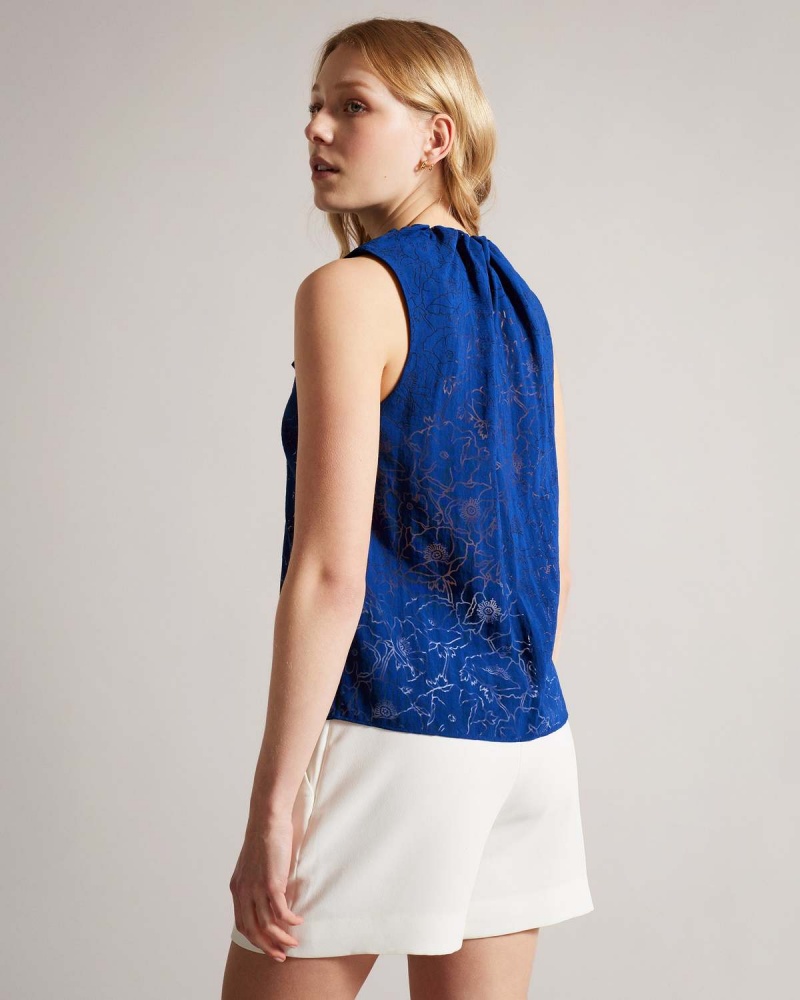 Ted Baker ADELAAI Bez Rękawów Top with Tie Detail Brt-blue | 05OWYZNJF