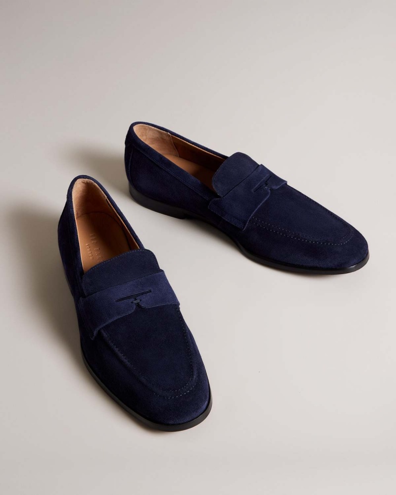 Ted Baker ADLERRS Full Zamszowe Formal Saddle Loafer Granatowe | 70XTDEAQP