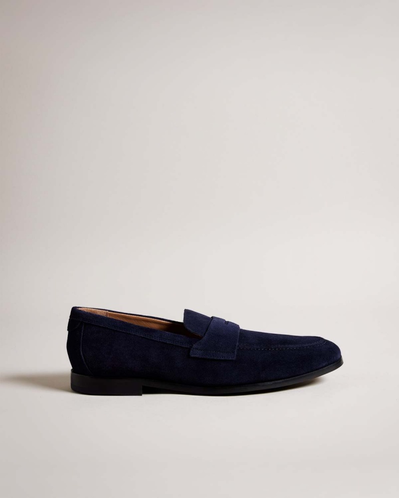 Ted Baker ADLERRS Full Zamszowe Formal Saddle Loafer Granatowe | 70XTDEAQP