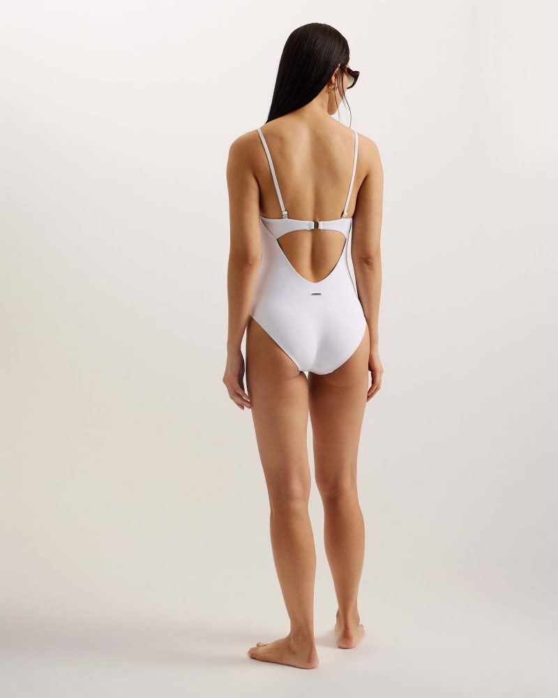 Ted Baker ADYANN Embroidered Swimsuit Ivory | 78NFBJLUR