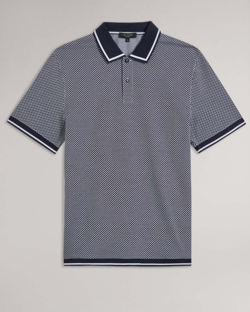 Ted Baker AFFRIC SS Regular Geo Textured Polo Granatowe | 07KJCHARV