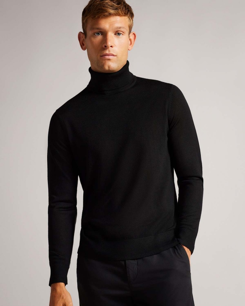 Ted Baker AINGER RWS Merino Wełna Roll Neck Granatowe | 97XZTFYPS