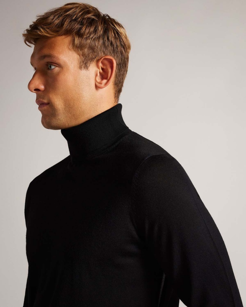 Ted Baker AINGER RWS Merino Wełna Roll Neck Granatowe | 97XZTFYPS