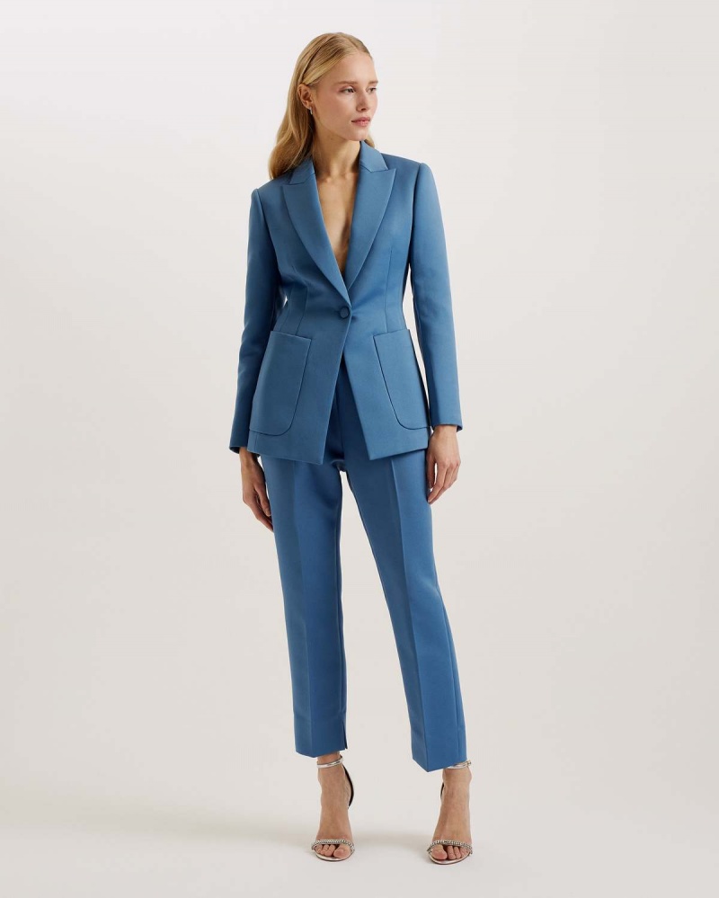 Ted Baker AKENIJ Single Breasted Tailored Blazer Niebieskie | 73SKFXCOL