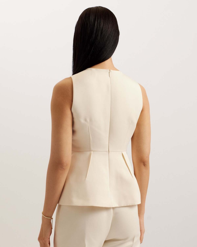 Ted Baker AKENI Bez Rękawów Peplum Top Nude | 58QTPBFVU