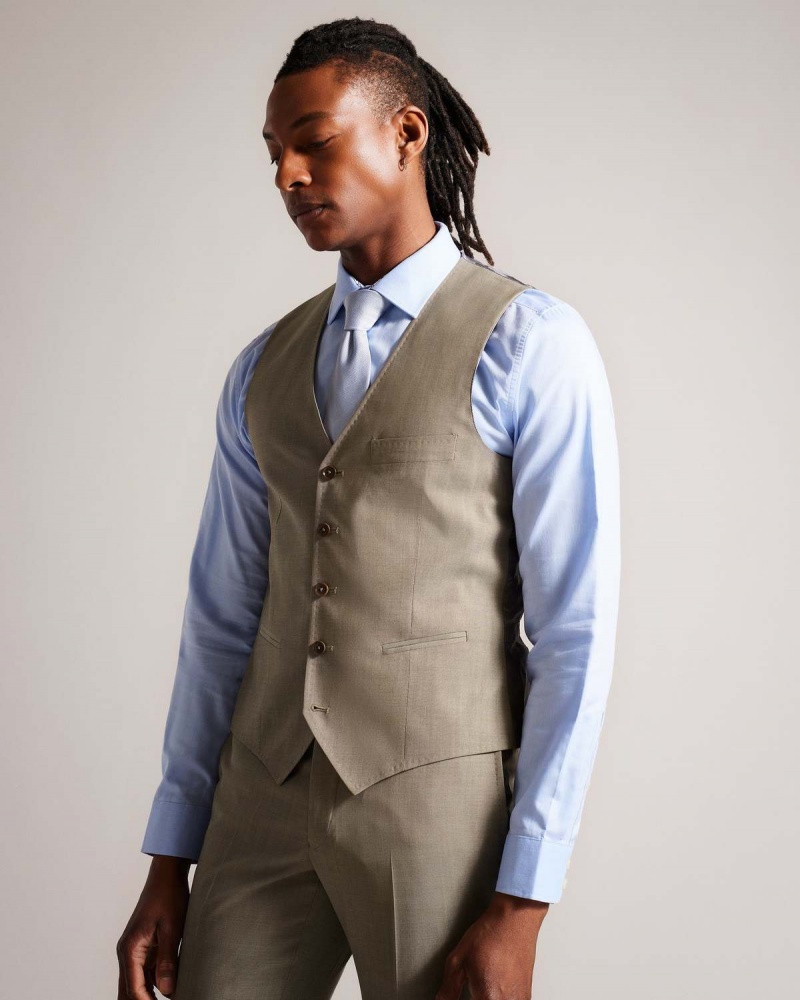 Ted Baker ALCONAW Natural Sharkskin Waistcoat Natural | 40WYMEJBP