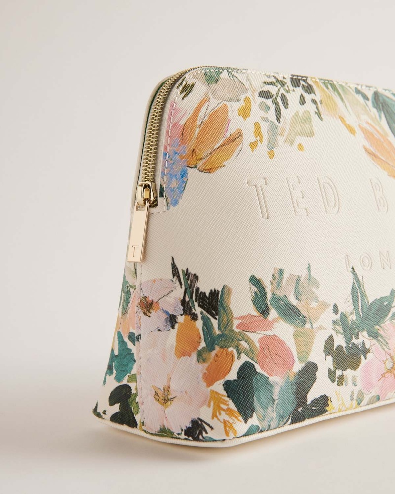 Ted Baker ALISINI Floral Printed Large Washbag Kremowe | 05NGJTUHE