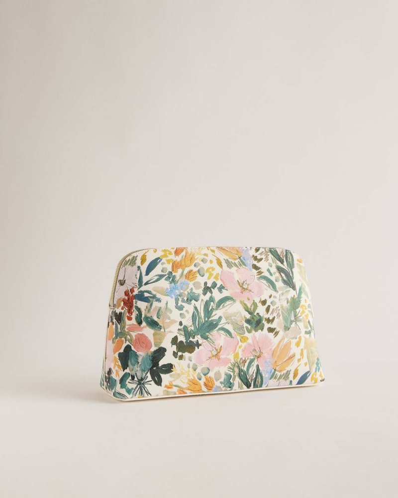 Ted Baker ALISINI Floral Printed Large Washbag Kremowe | 05NGJTUHE