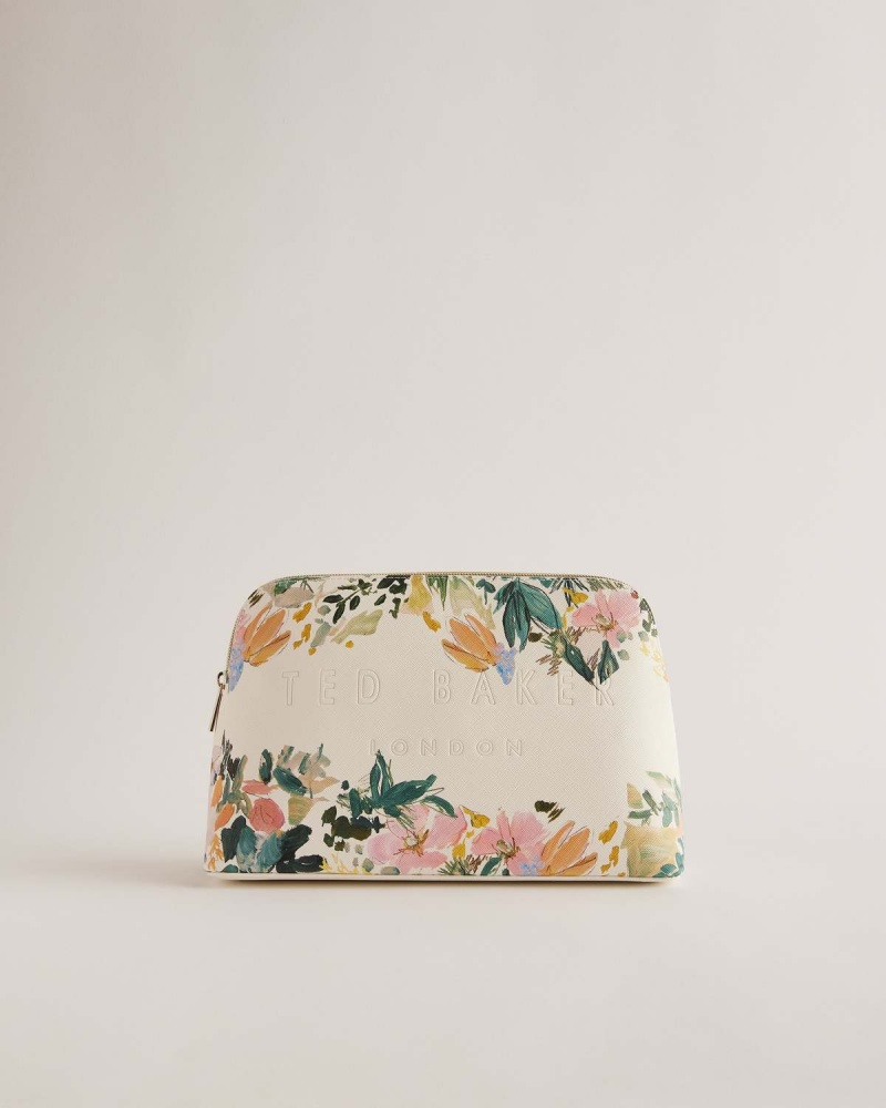 Ted Baker ALISINI Floral Printed Large Washbag Kremowe | 05NGJTUHE