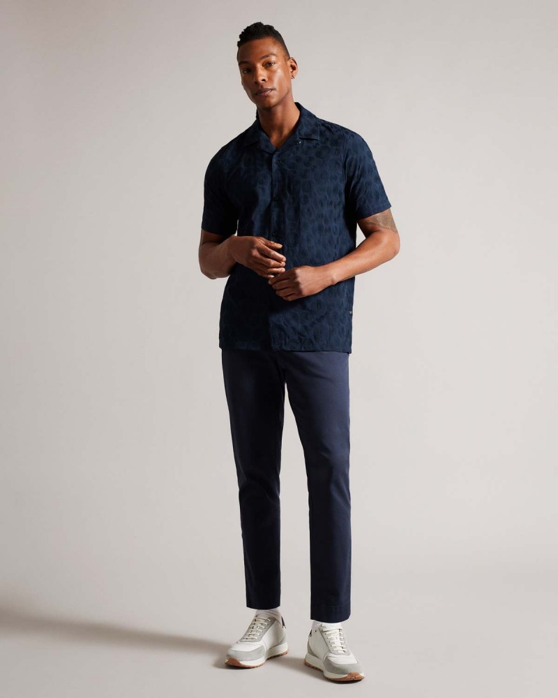 Ted Baker ALLBURY Krótkie Sleeve Embroidered Shirt Białe | 03XEGRFOY