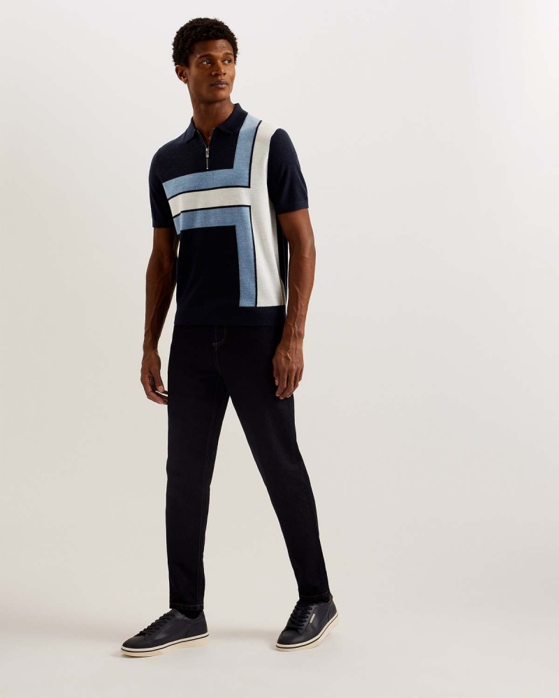 Ted Baker AMBLER SS T Colour Block Polo Granatowe | 37OYWHTVG