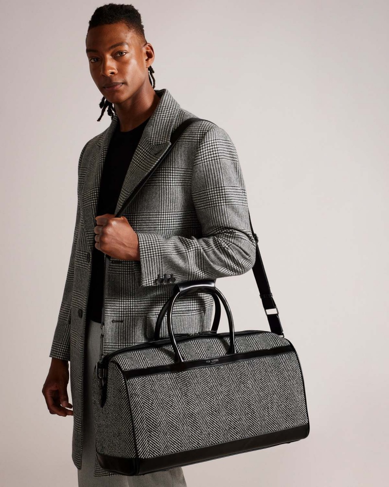 Ted Baker ANDERSN Herringbone Duffle Bag Czarne | 90NHASWEK