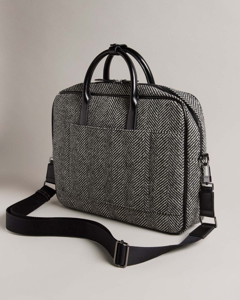 Ted Baker ANDREAZ Herringbone Document Bag Czarne | 20YKLBGHF