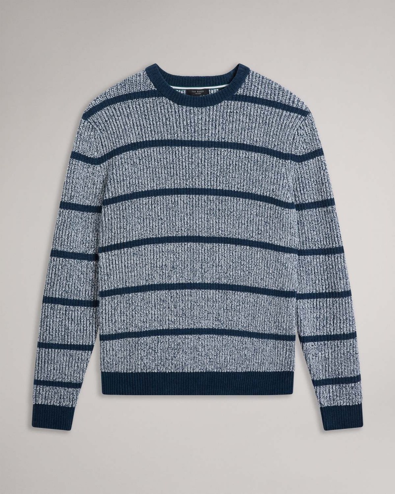 Ted Baker ANGIO LS Regular Stripe Crew Neck Niebieskie | 02HFQPJWL