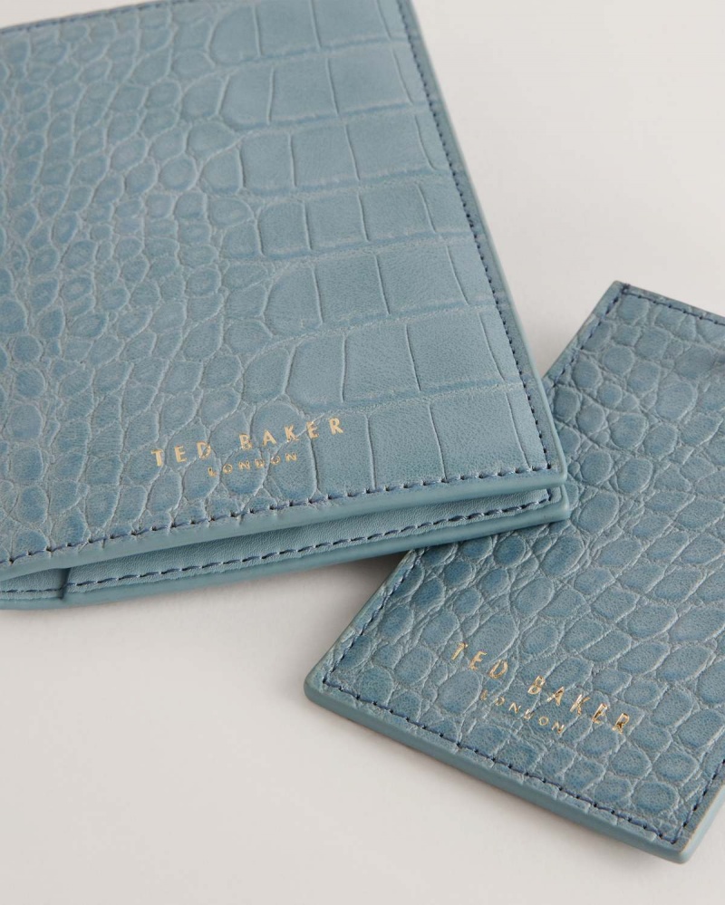 Ted Baker ANNITAE Imitation Croc Passport & Luggage Tag Pl-blue | 02JSEILTW