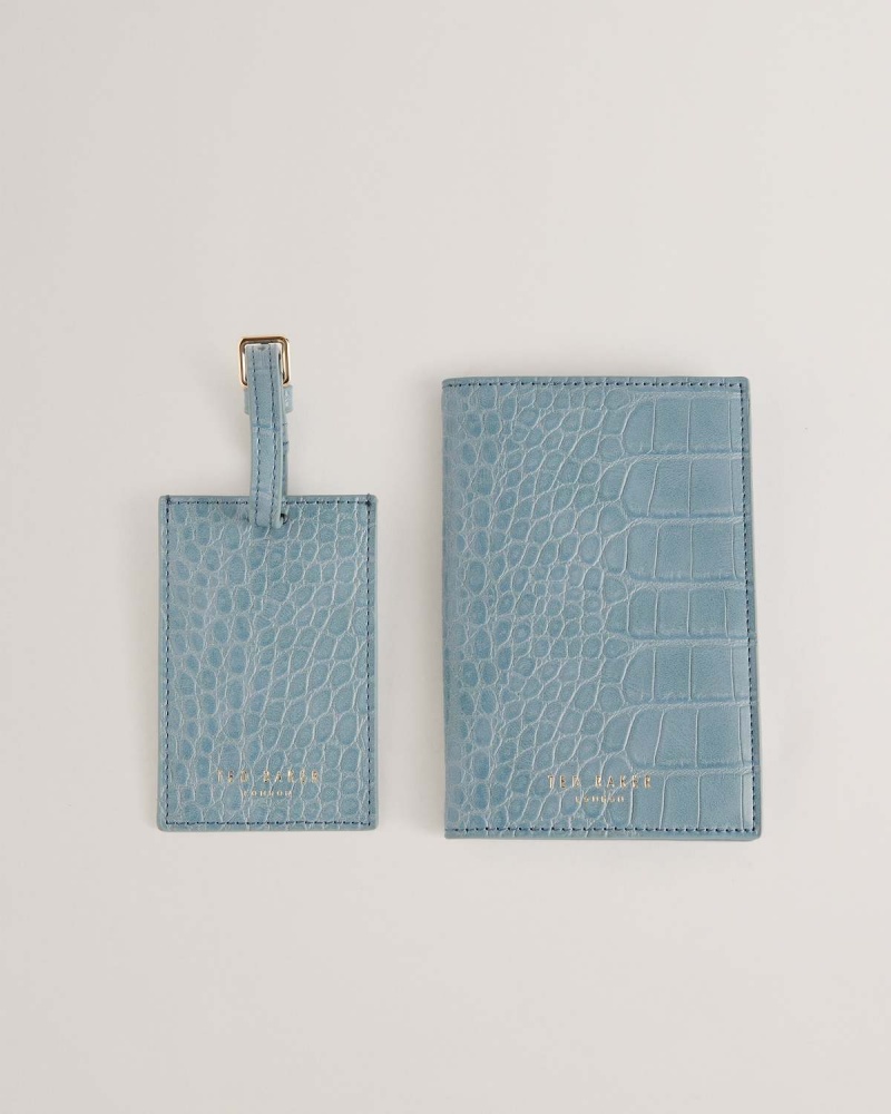 Ted Baker ANNITAE Imitation Croc Passport & Luggage Tag Pl-blue | 02JSEILTW