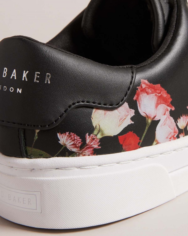 Ted Baker ARLITA Floral Printed Cupsole Trainer Czarne | 59JQLBOSF