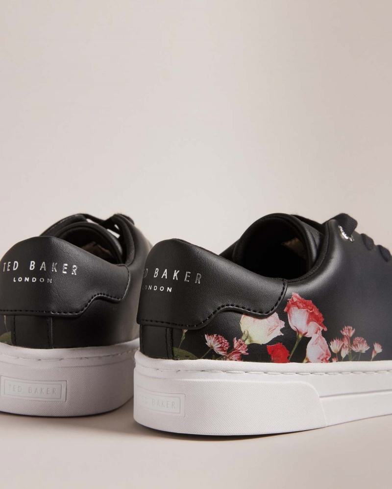 Ted Baker ARLITA Floral Printed Cupsole Trainer Czarne | 59JQLBOSF