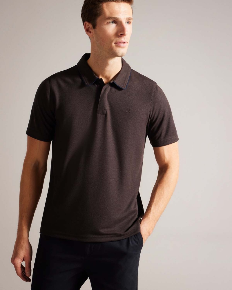 Ted Baker AROUE SS Regular Polo with Zamszowe Trim Granatowe | 02WUFHAYO