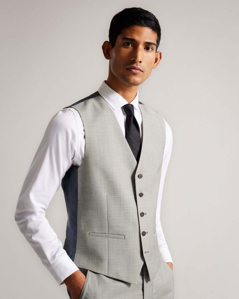 Ted Baker ARTIMWR Stone Cross Hatch Waistcoat Stone | 84BZHKCMA