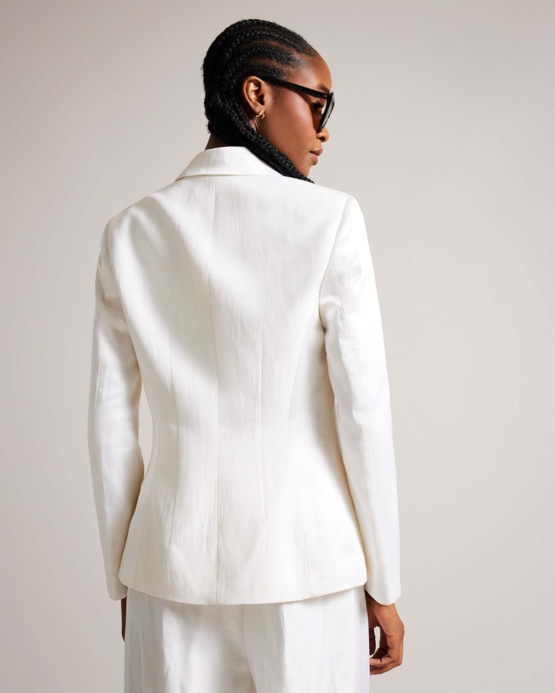 Ted Baker ASTAA Satin Contrast Tuxedo Jacket Kremowe | 49IFTWQSH