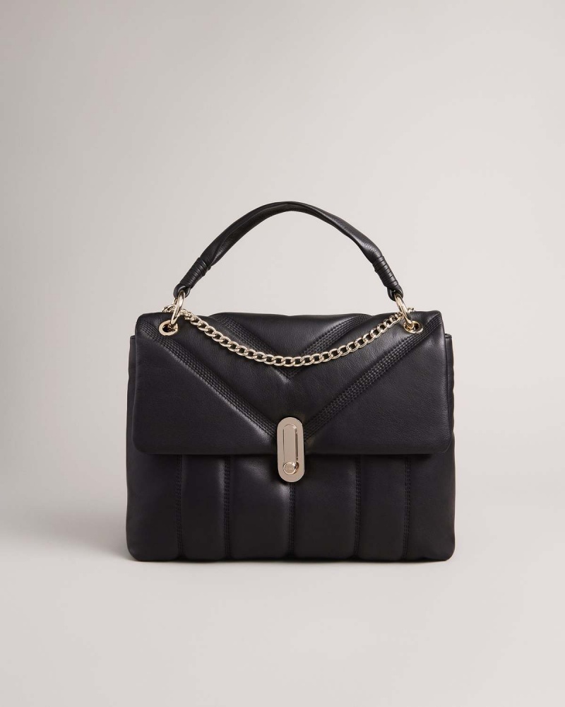 Ted Baker AYAAH Skórzane Puffer Quilt Detail Shoulder Bag Czarne | 64GUKZJLB