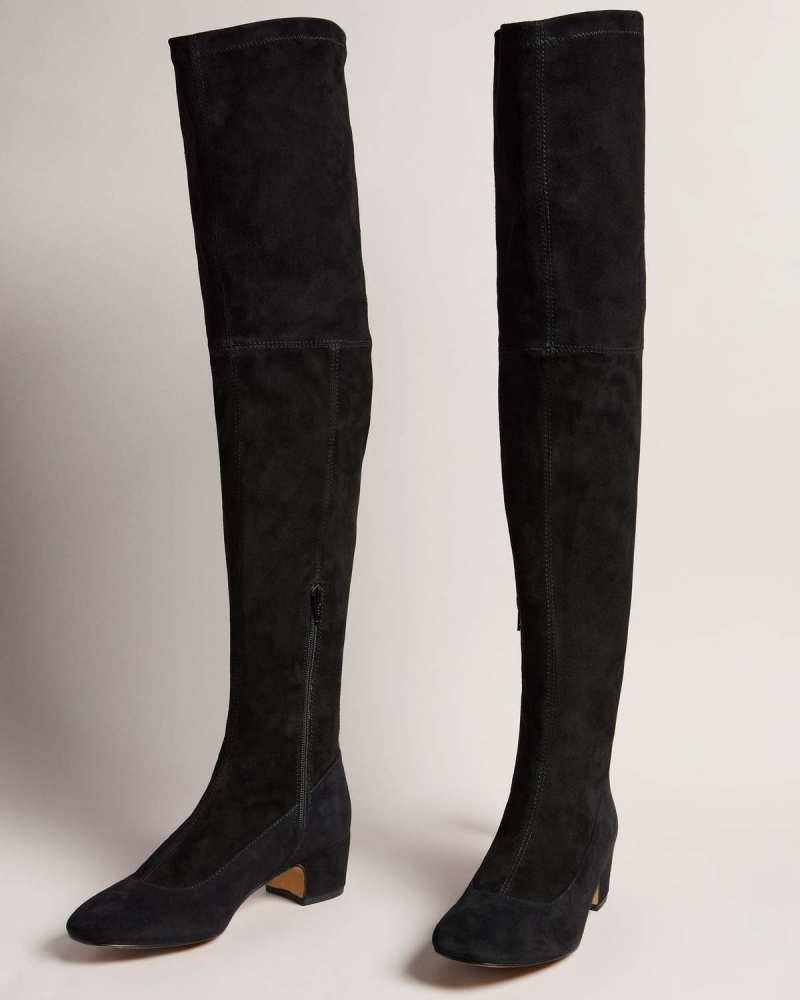 Ted Baker AYANNAH Over The Knee Stretch Skórzane Boot Czarne | 78KUOJMCA