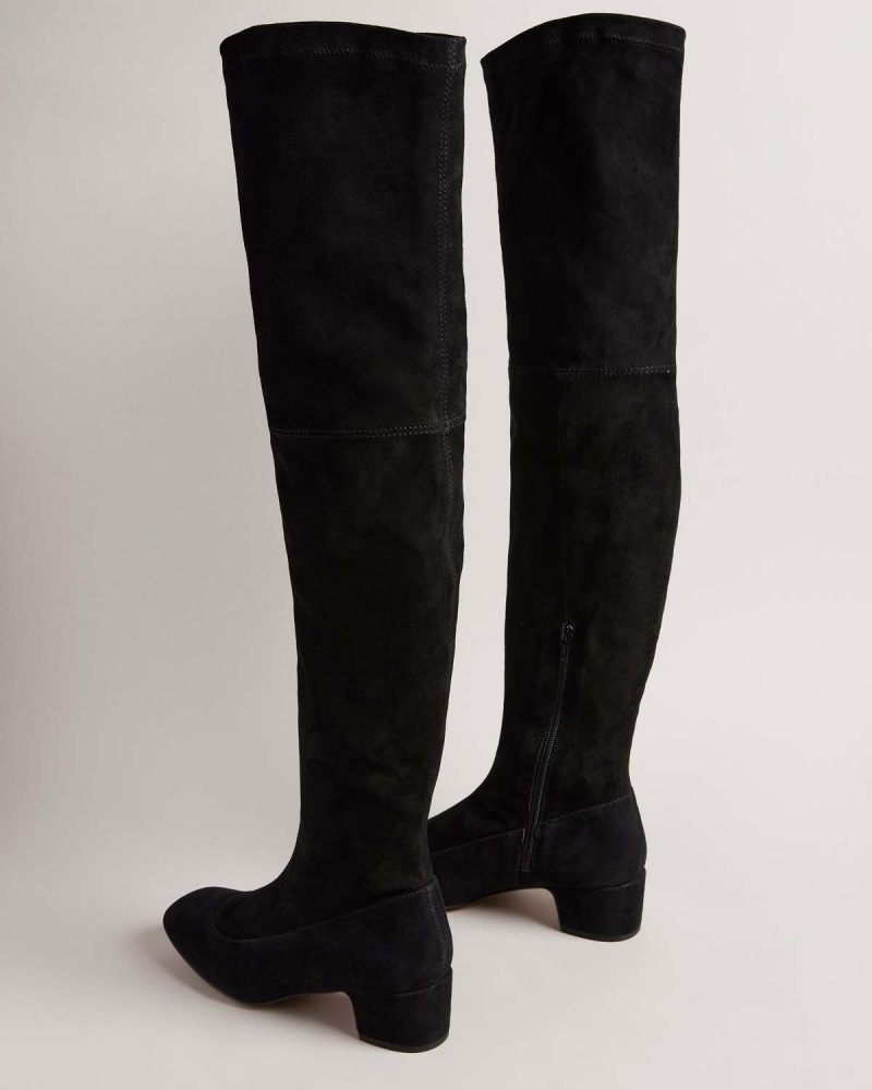 Ted Baker AYANNAH Over The Knee Stretch Skórzane Boot Czarne | 78KUOJMCA