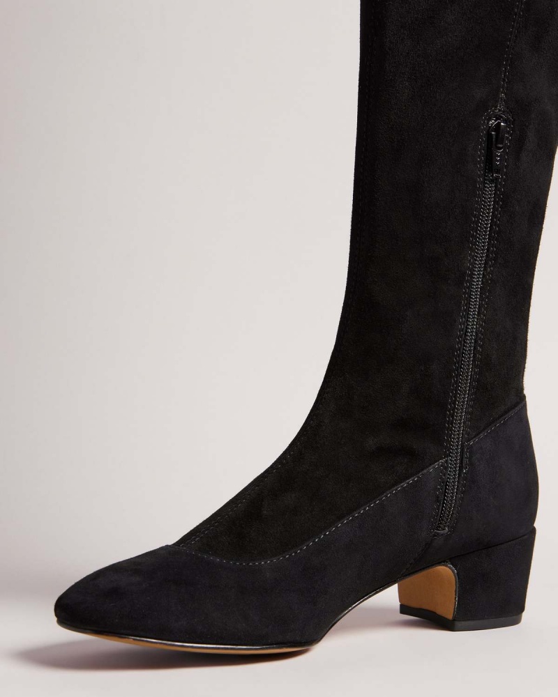 Ted Baker AYANNAH Over The Knee Stretch Skórzane Boot Czarne | 78KUOJMCA