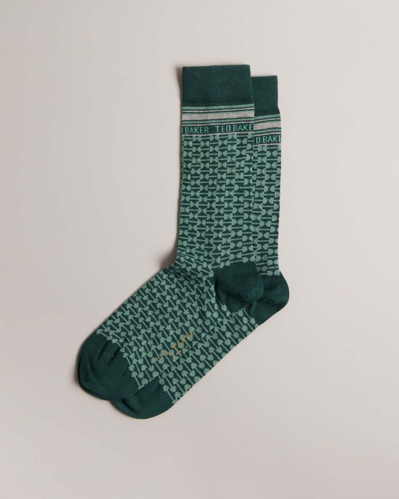 Ted Baker BAKEING Geometric Pattern Sock Niebieskie | 34GQKYTOV