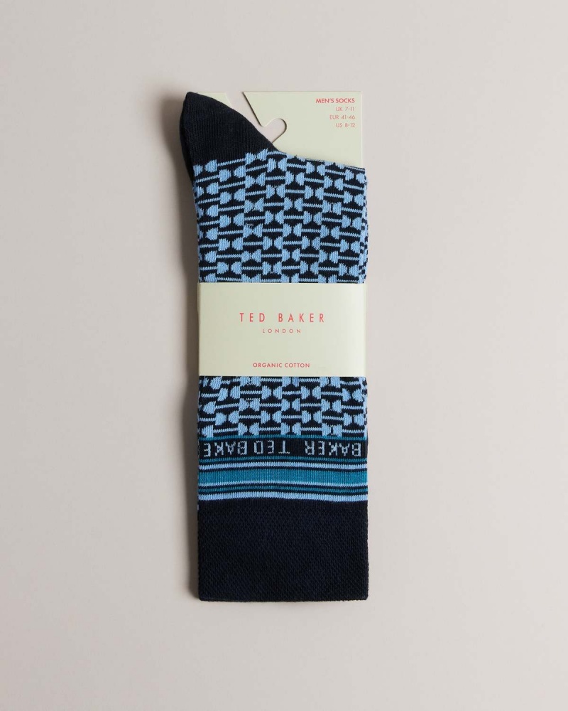 Ted Baker BAKEING Geometric Pattern Sock Niebieskie | 34GQKYTOV