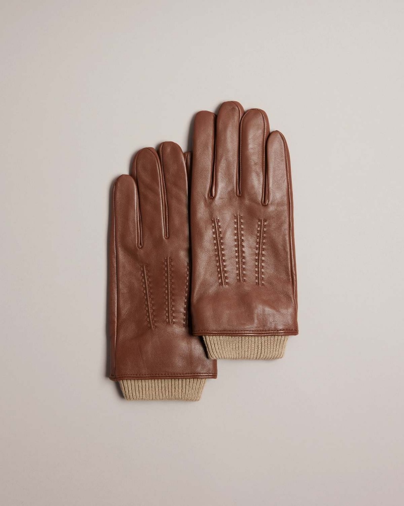 Ted Baker BALLAT Skórzane Glove Brązowe | 94SMZDFIN