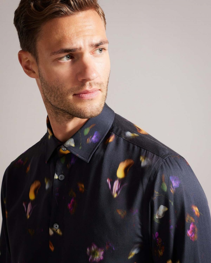 Ted Baker BARI Photographic Floral Shirt Czarne | 17KFHOLAB