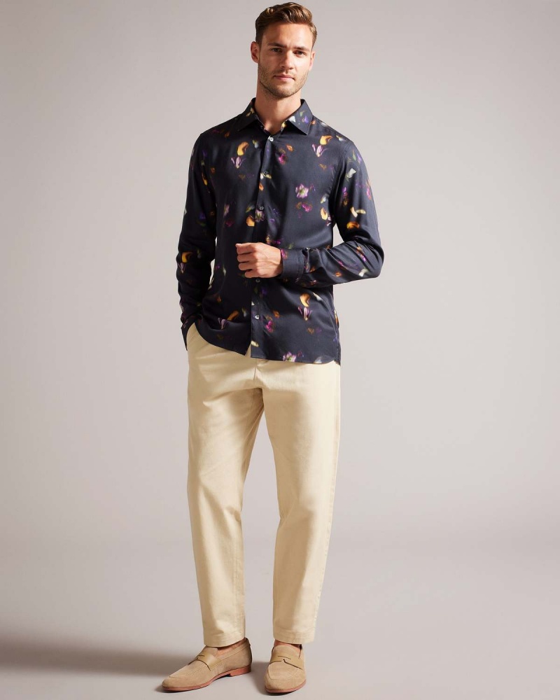 Ted Baker BARI Photographic Floral Shirt Czarne | 17KFHOLAB