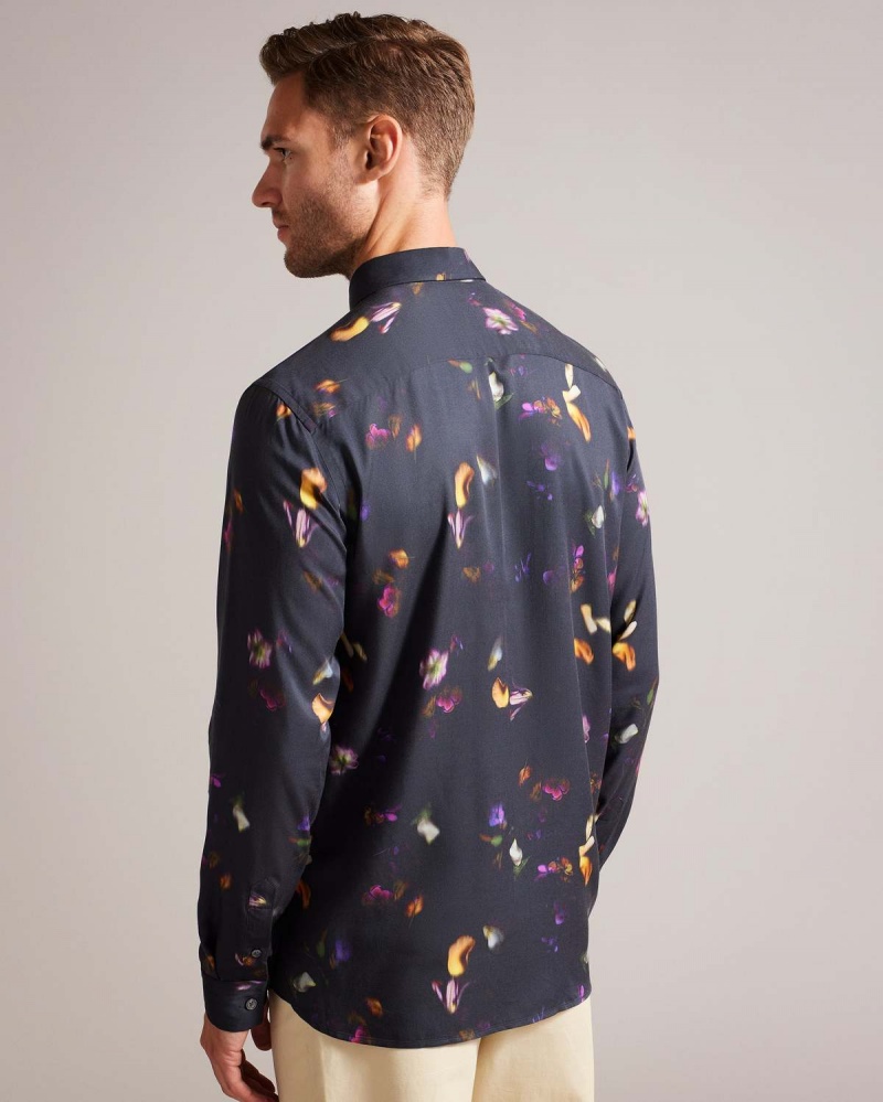 Ted Baker BARI Photographic Floral Shirt Czarne | 17KFHOLAB