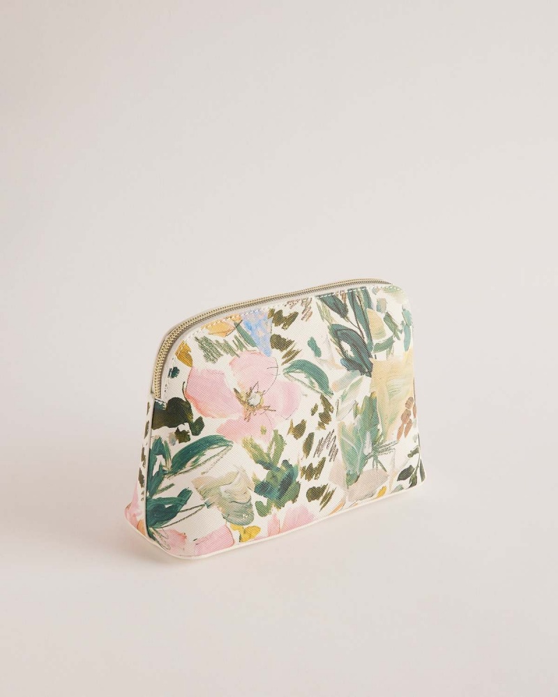 Ted Baker BECCAAS Floral Printed Small Washbag Kremowe | 19WQHVGCJ