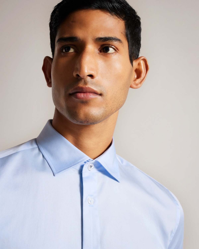 Ted Baker BELLOW Long Sleeve Stretch Smart Shirt Lt-Blue | 73JKYGLDZ