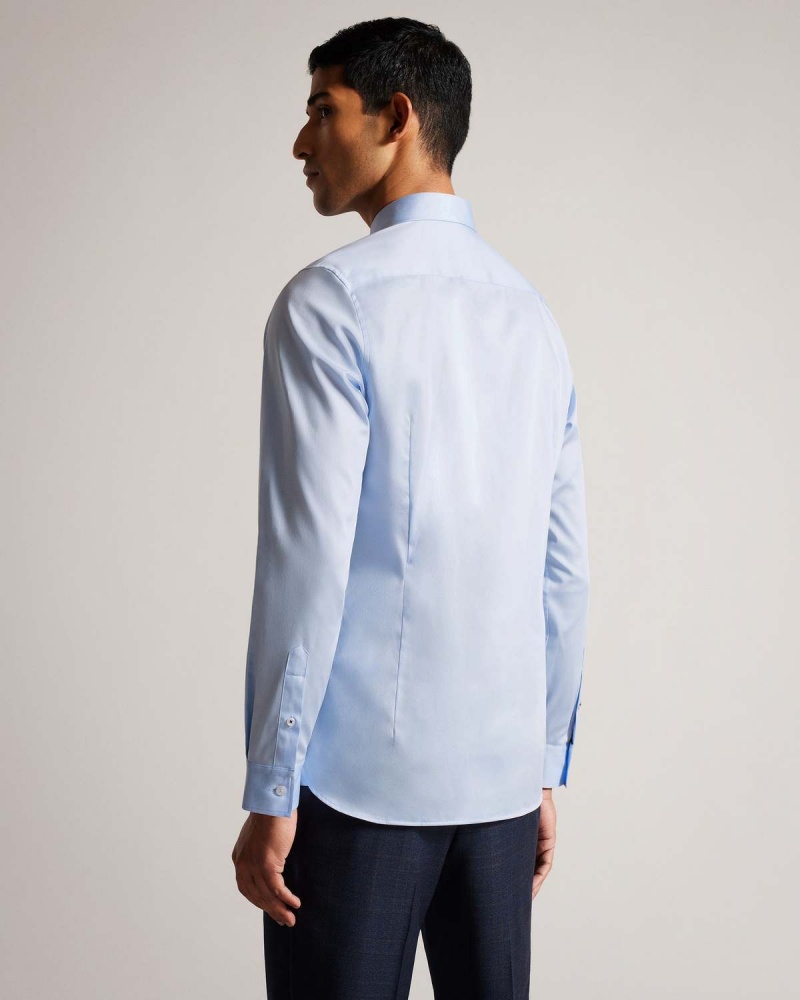 Ted Baker BELLOW Long Sleeve Stretch Smart Shirt Lt-Blue | 73JKYGLDZ